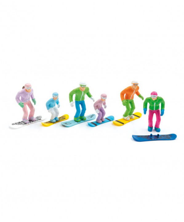 Magasin ski Paris : 6 FIGURINES DEBOUT SNOWBOARD JC 1/32  