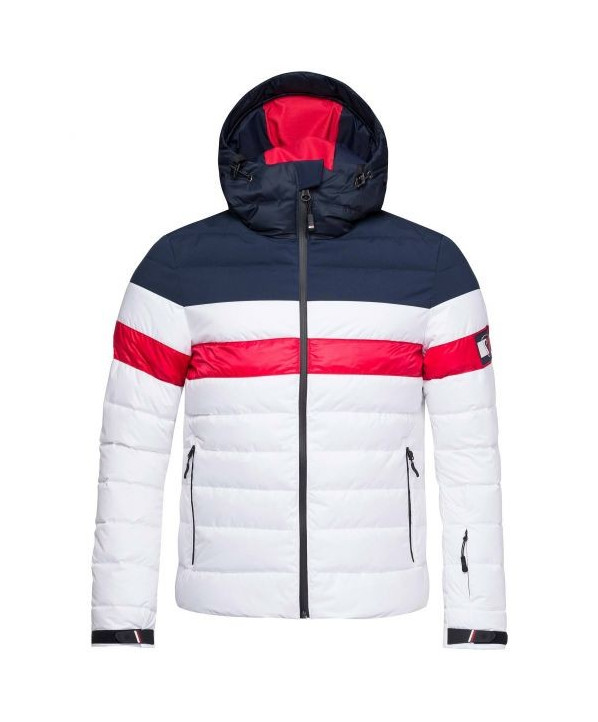 Colour block quilted men's ski jacket